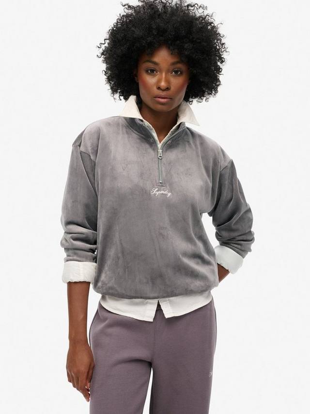 

Джемпер из велюра country club на молнии наполовину Superdry, цвет Rock Dark Grey