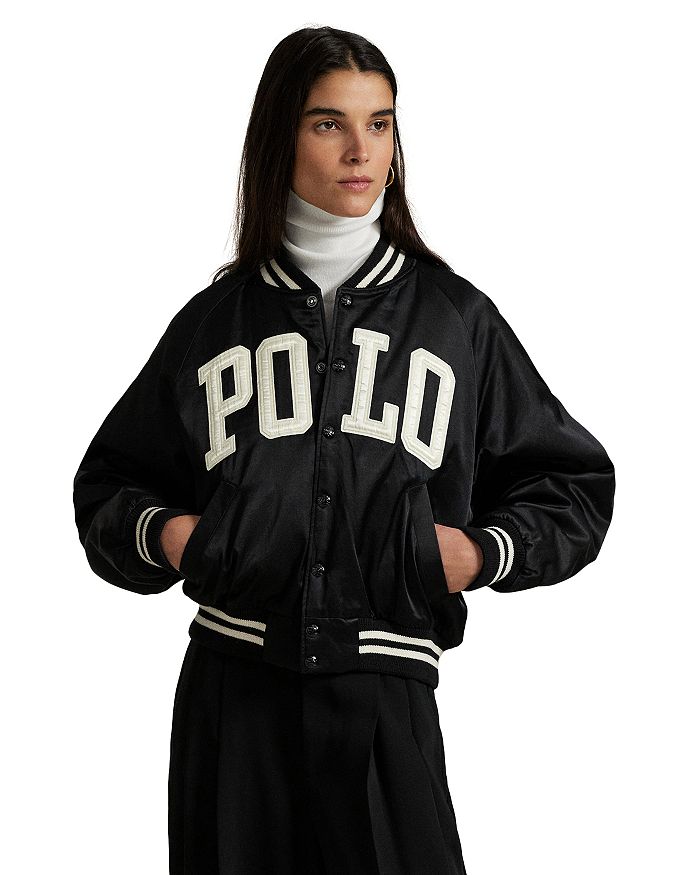 

Бомбер с логотипом из сатина Ralph Lauren, черный