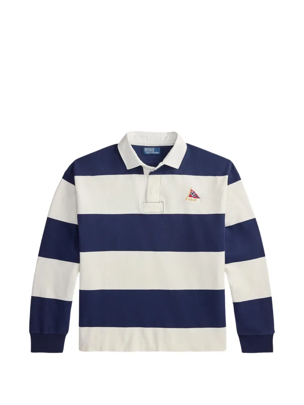 Полосатая вышитая рубашка-поло для регби Polo Ralph Lauren, синий