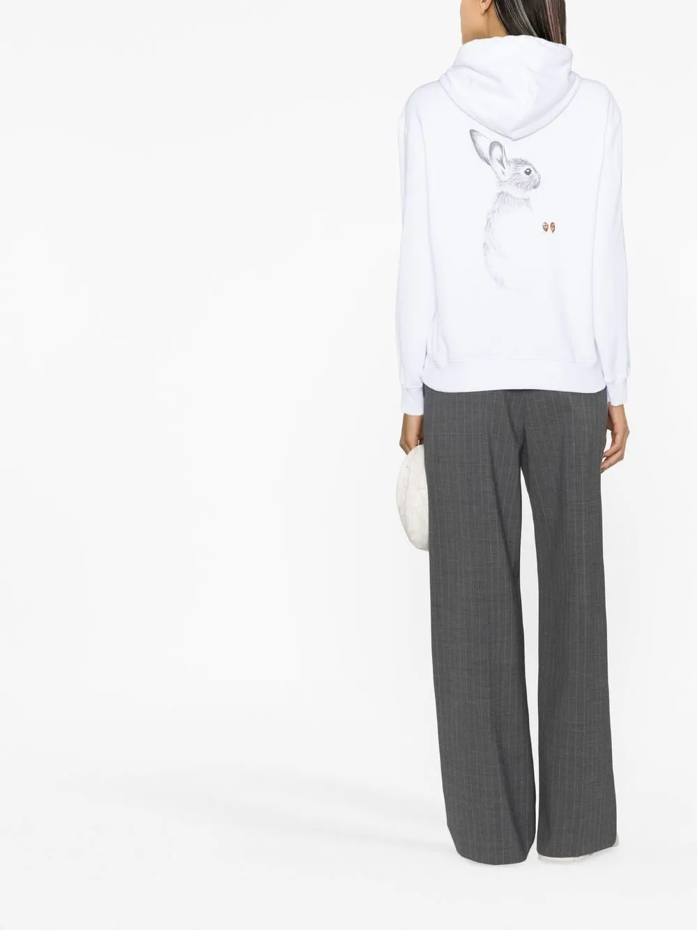Худи с кулиской и вышитым логотипом Lanvin, белый — фото 3