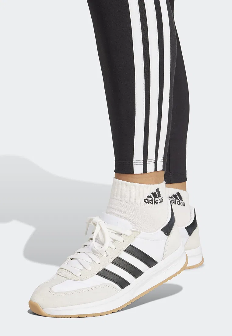 Леггинсы хлопковые с тремя полосками, Essentials, adidas, черный — фото 4