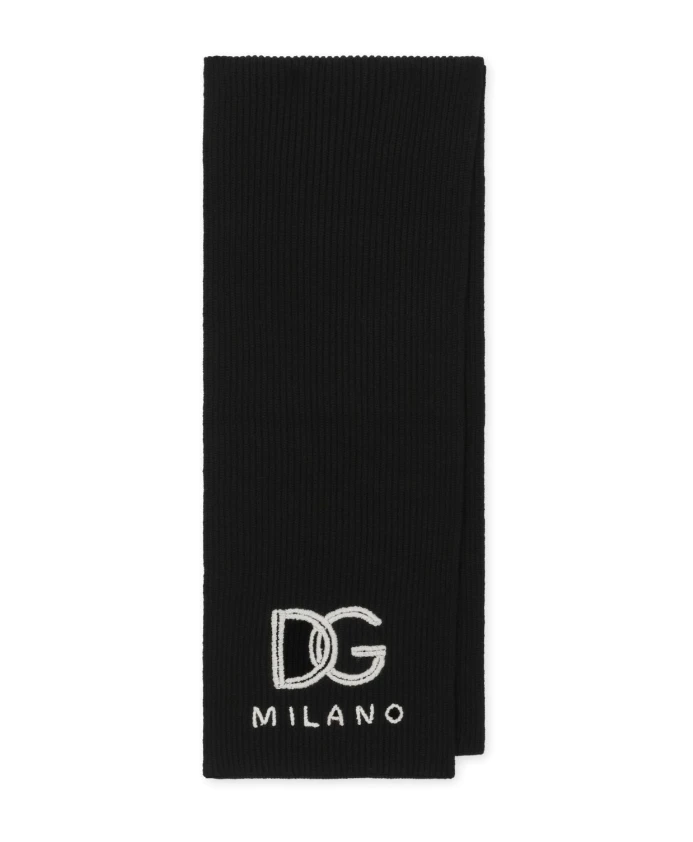 

Кашемировый шарф с вышитым логотипом R Dolce & Gabbana, черный