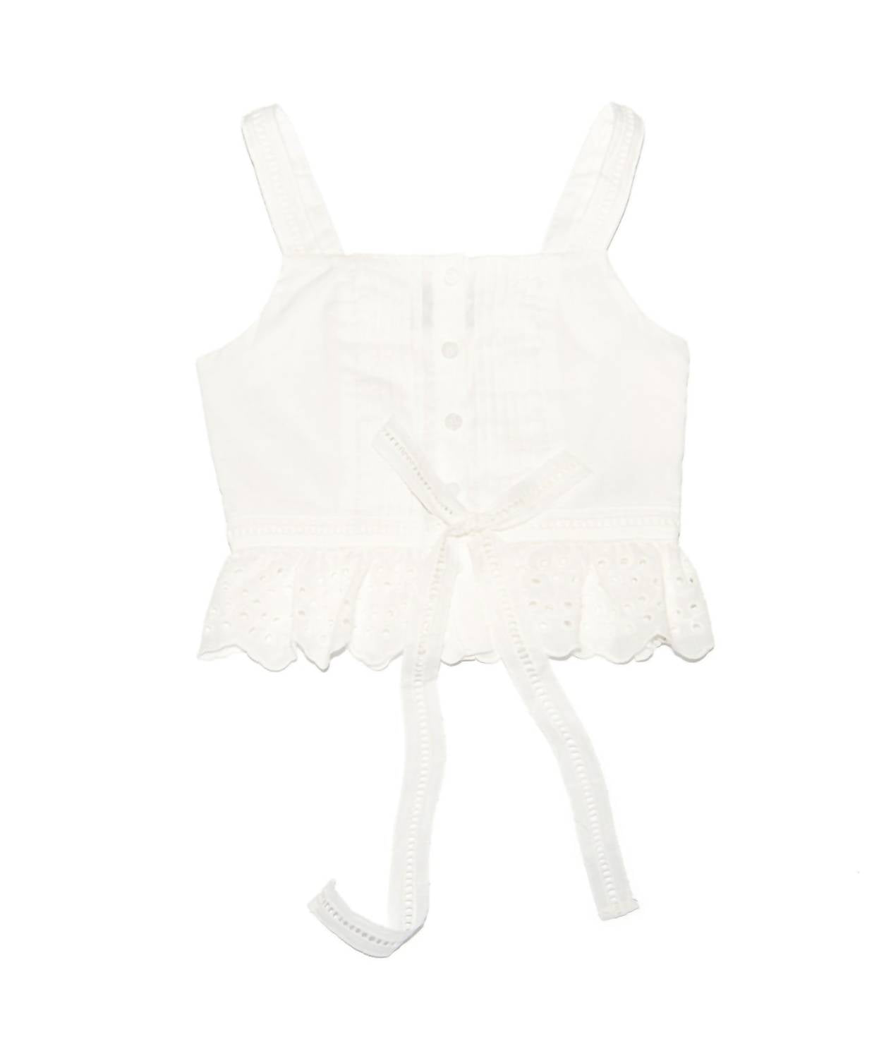 

Детская блузка Waverly с ажурной строчкой в белом цвете KatieJnyc