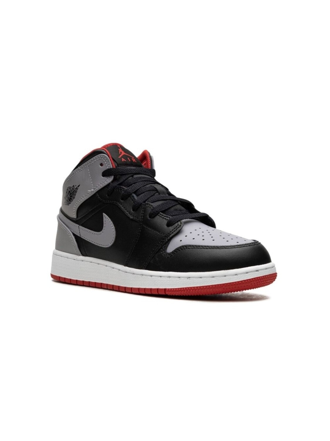 Кроссовки Air Jordan 1 Mid Black/Grey/Red Jordan Kids, черный — фото 2