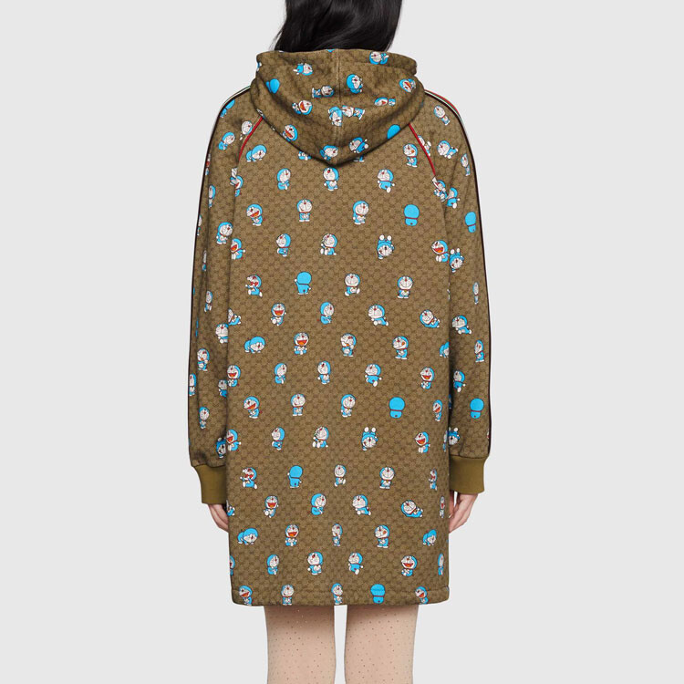 Платье женское Gucci Doraemon, коллаборация, коричневый — фото 4