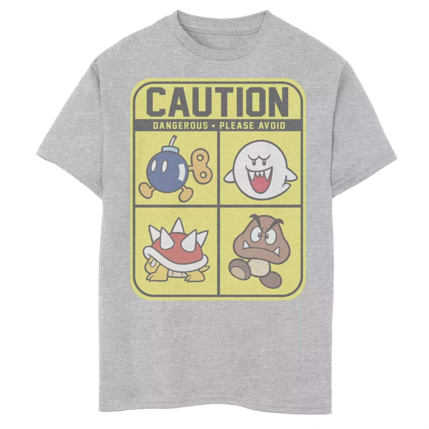 

Футболка с рисунком Nintendo Super Mario Caution Dangerous Foes для мальчиков 8–20 лет Licensed Character