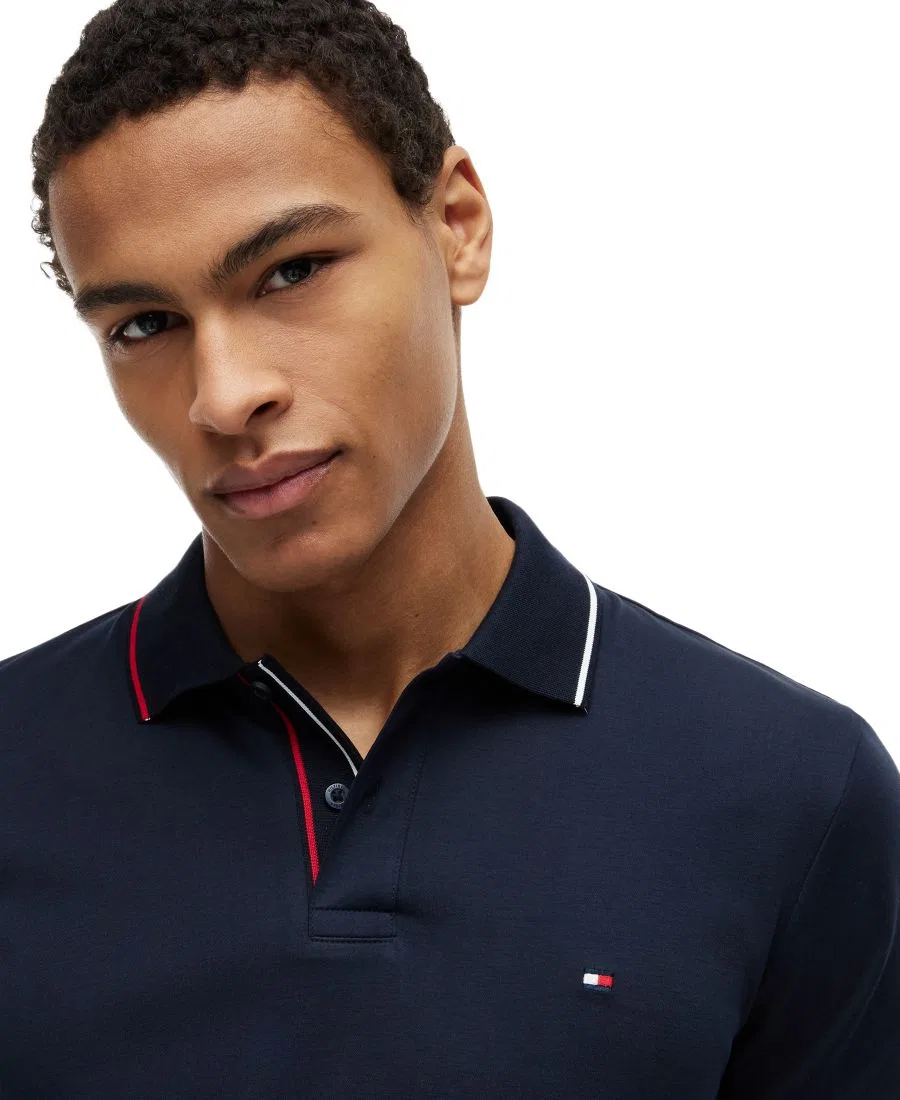 Мужская поло-рубашка приталенного кроя с гладкой поверхностью Tommy Hilfiger — фото 3