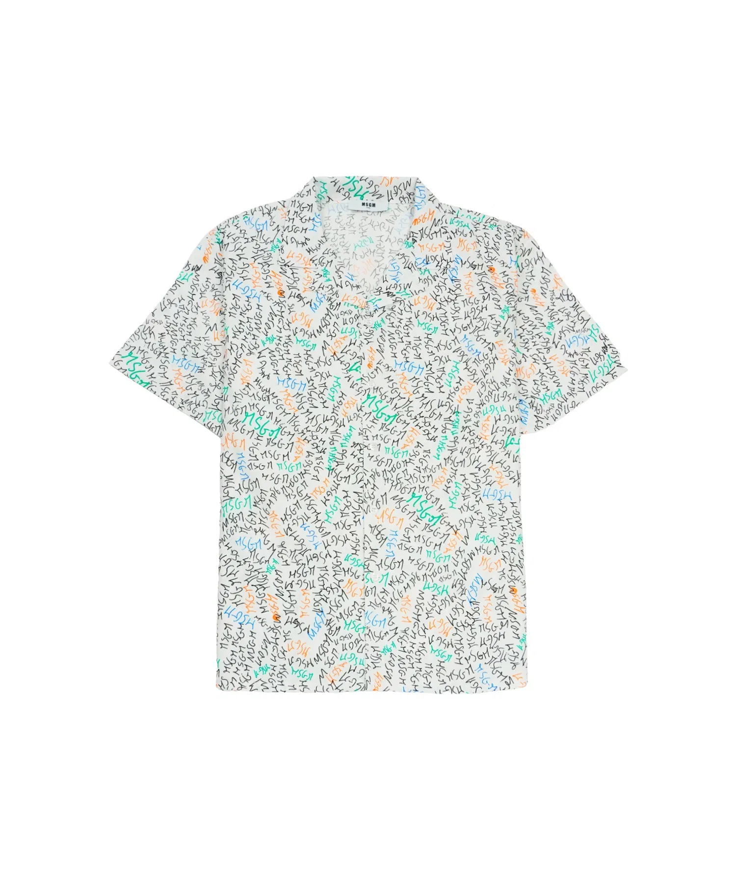 Детская хлопковая рубашка с граффити MSGM KIDS белая