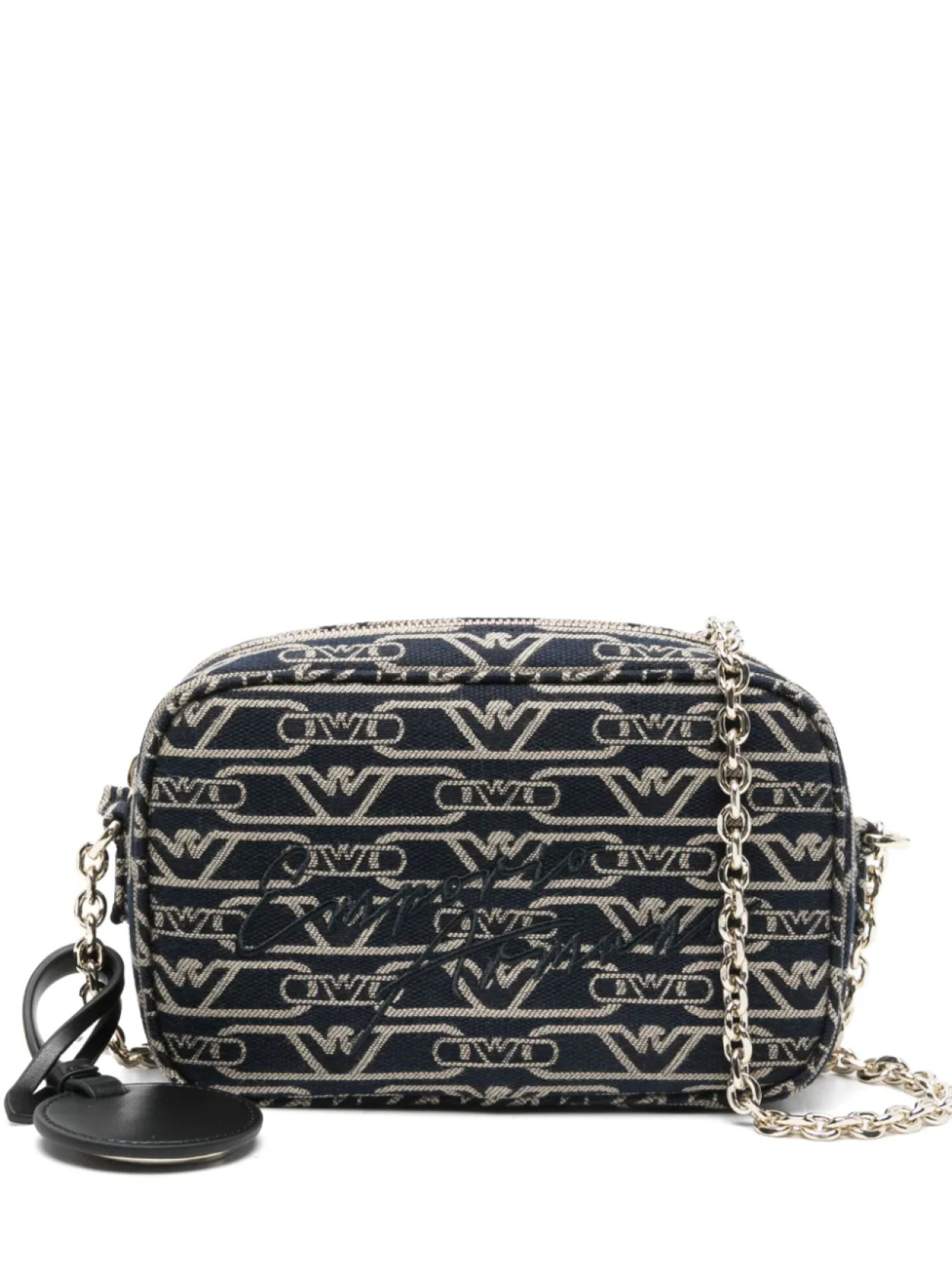 

Мини-сумка с монограммным жаккардом Emporio Armani, синий