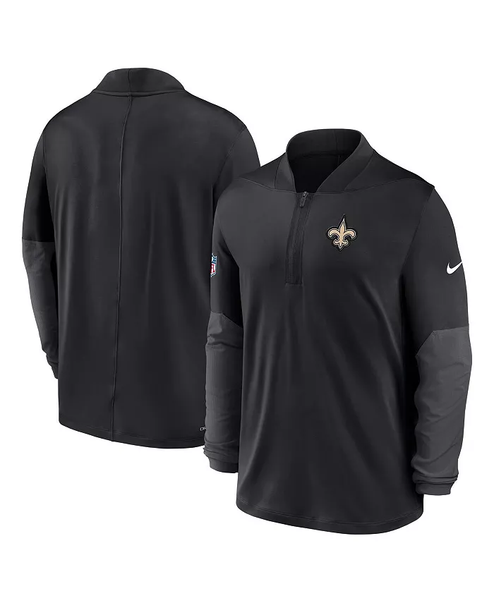 Мужская черная толстовка New Orleans Saints Sideline Feel the Pressure Performance с полумолнией Nike — фото 3