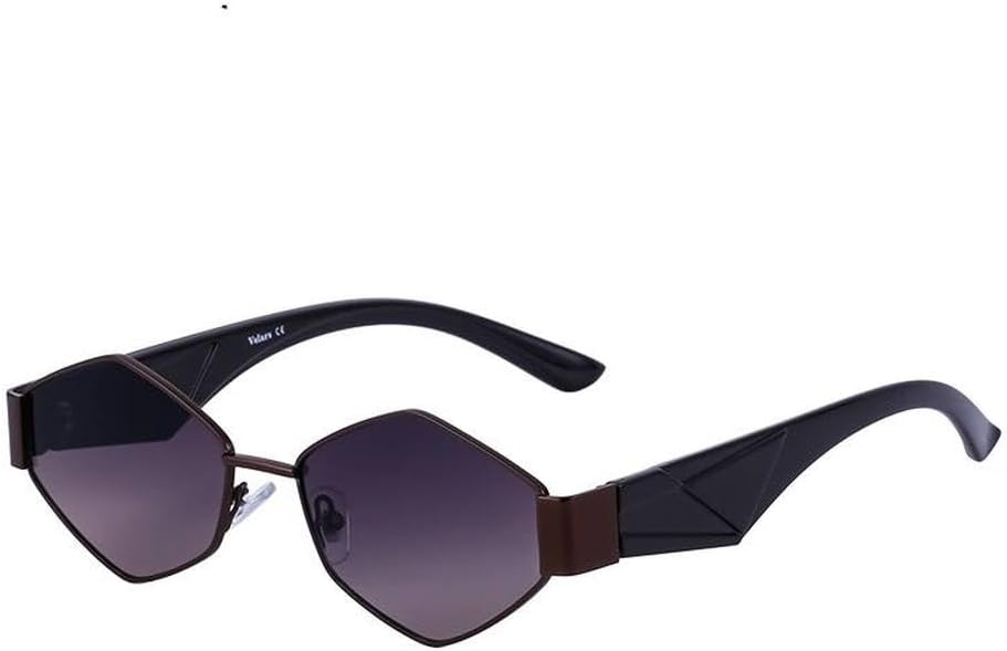 

Металлические ромбовидные солнцезащитные очки для женщин, роскошные модные солнцезащитные очки неправильной формы для мужчин, модные многоугольные солнцезащитные очки, SUN3889 Generic, C5 Brown Gray Pink