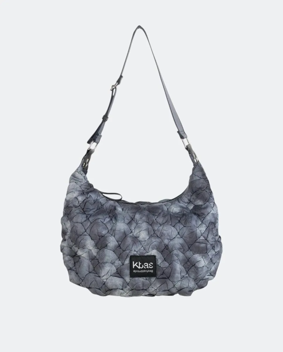 

Сумка-хобо из жатого нейлона на молнии Kbas, серый