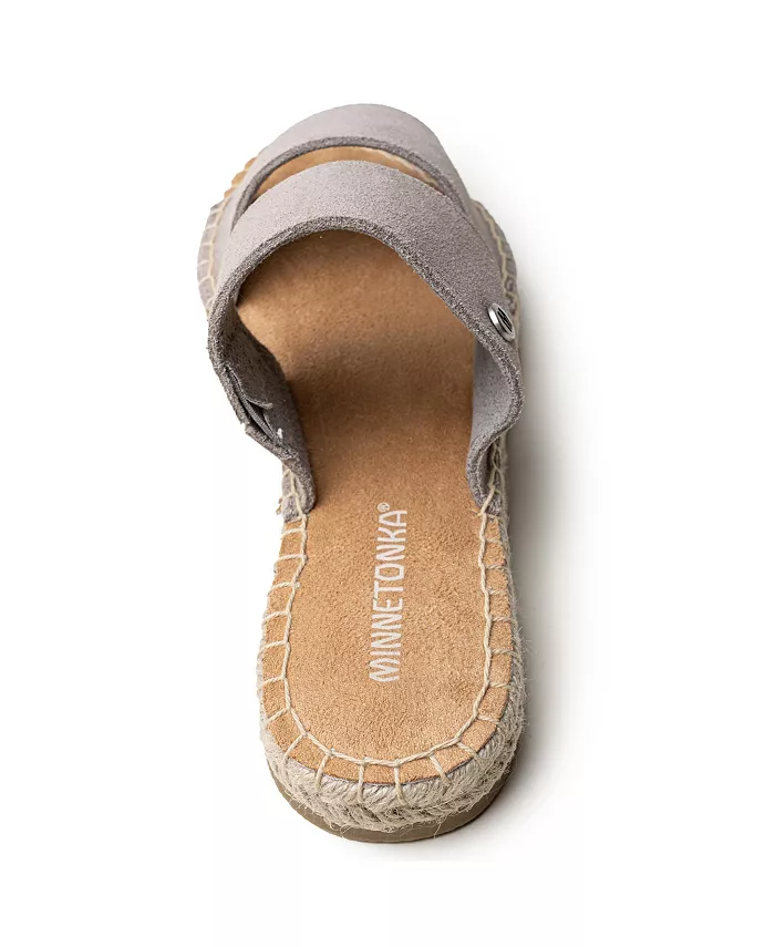 Женские слайдеры Poppie из замши Minnetonka, коричневый/бежевый — фото 3