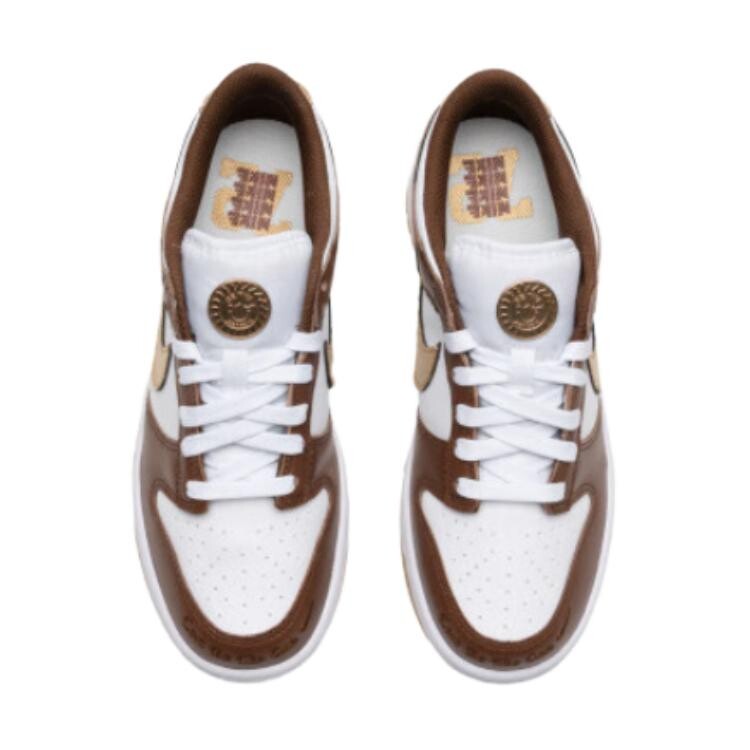 Кроссовки для скейтбординга Dunk Kids GS Low-top коричневато-желтовато-белые Nike, белый — фото 4