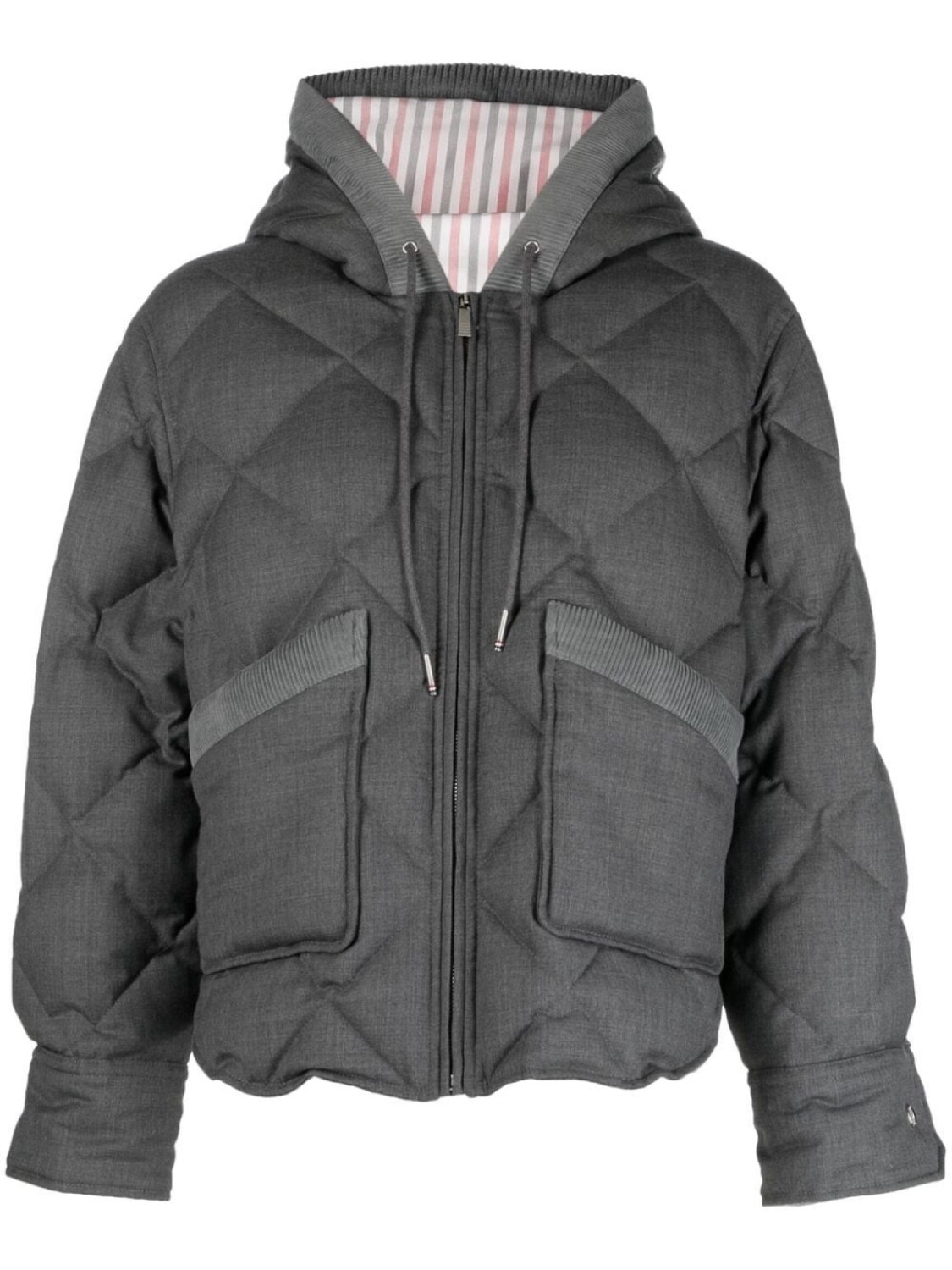 

Thom Browne пуховик Super 120's с капюшоном, серый