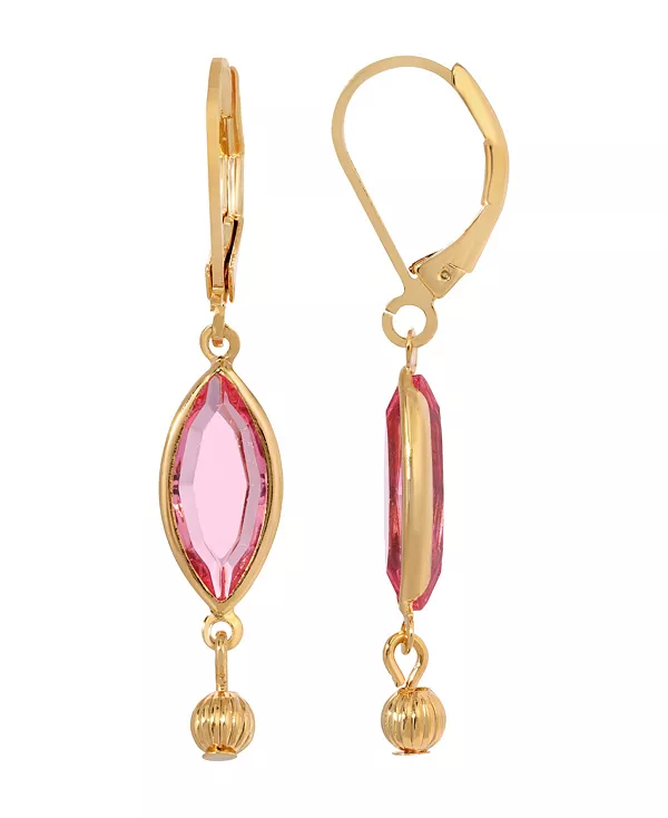 

Женские серьги-подвески с овальными кристаллами золотистого оттенка 2028, pink