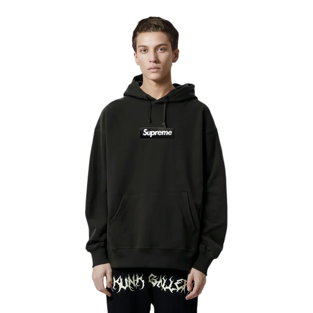 Футболка с капюшоном Supreme Week 16 Box Logo, антрацитовый серый — фото 4