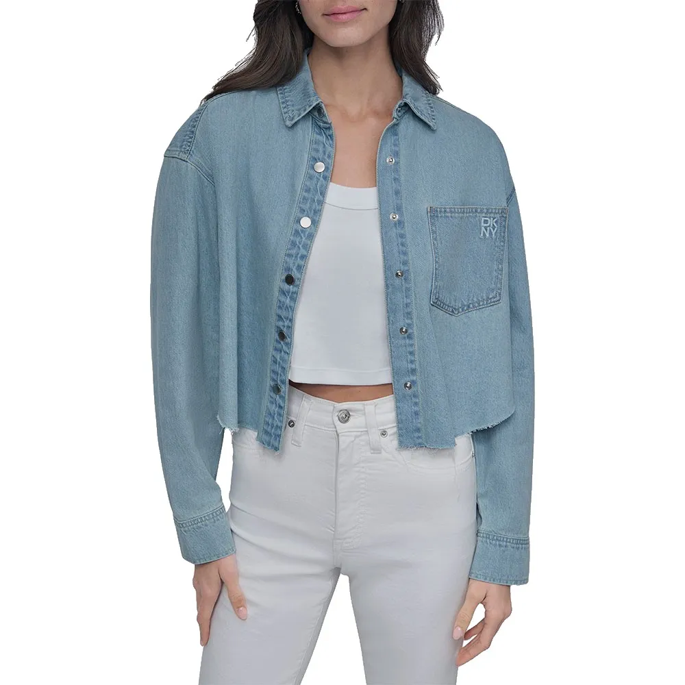 

Укороченная рубашка с длинными рукавами и приспущенными плечами от DKNY, синий