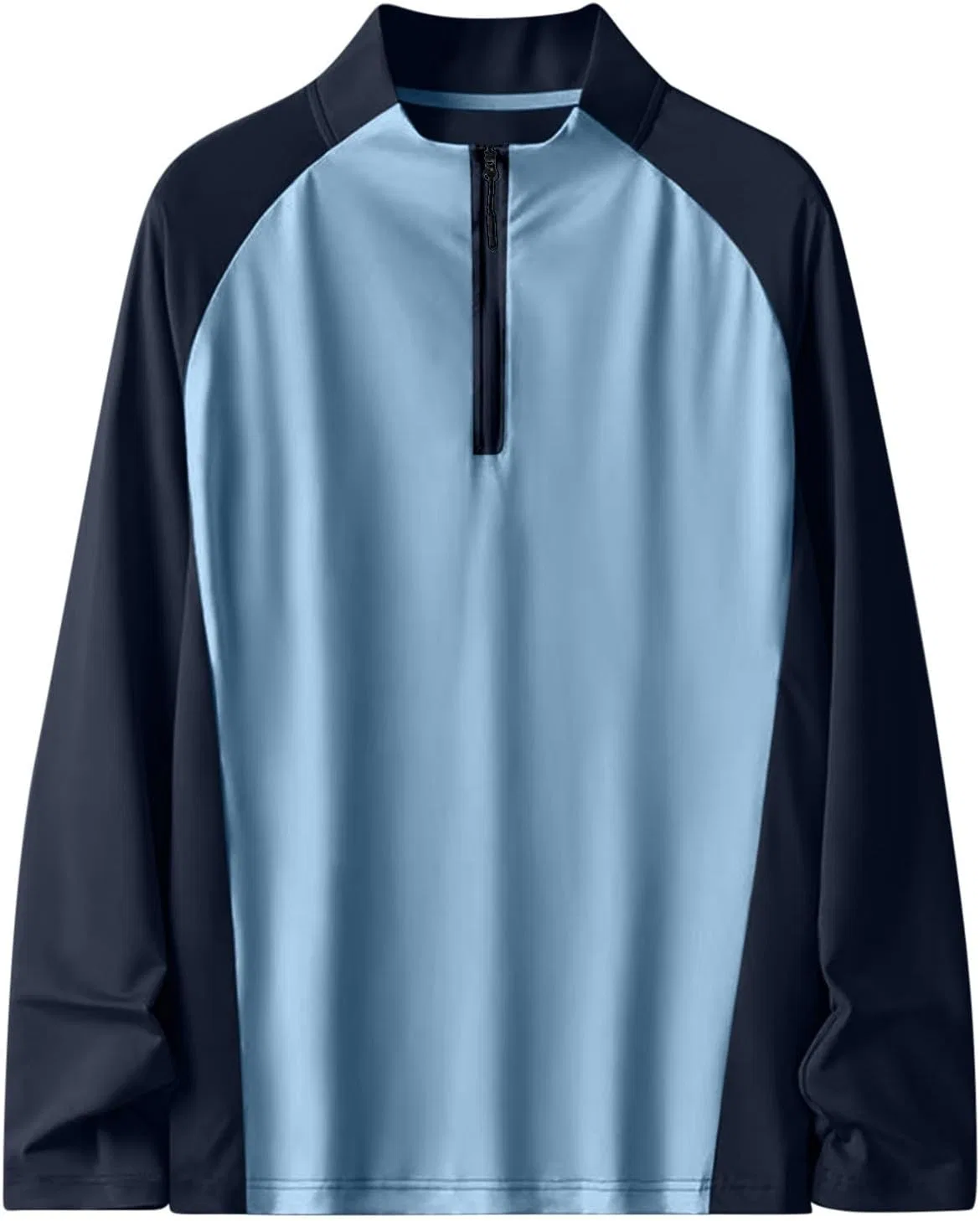 Мужская футболка с длинным рукавом, Quarter Zip, Lightweight, Quick Dry, Athletic, бренд Generic, цвет Blue — фото 3