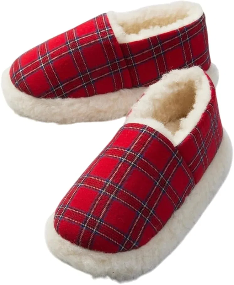 Классические домашние тапочки, 100% шерсть и хлопок LEE VALLEY IRELAND, Red Excursion Plain Getaway Solids