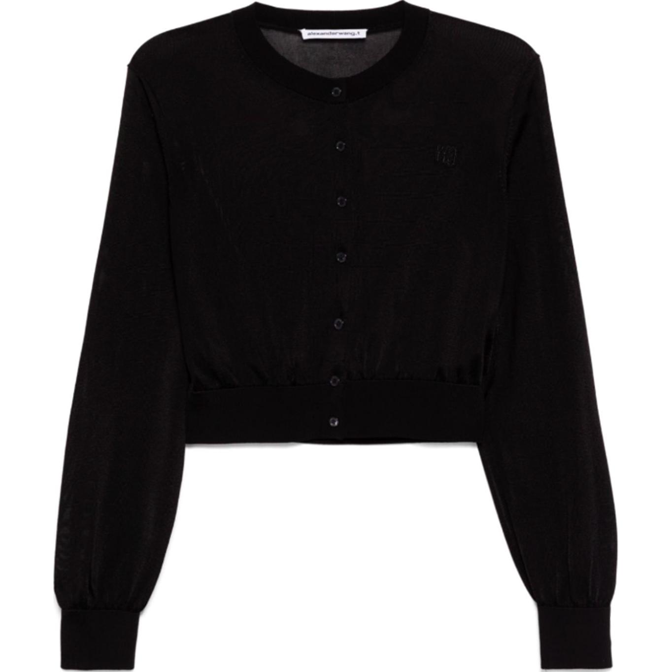 

Кардиган укороченный вязаный с нашивкой T By Logo Alexander Wang, черный