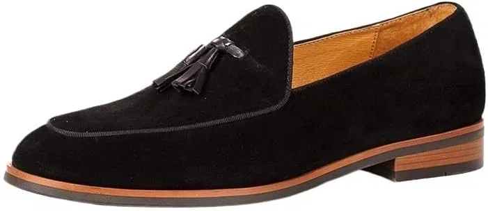 Мокасины кожаные Men's Casual Loafers Slip On Suede Leather Shoes Lightweight Driving Shoes Moccasins Classic Loafer Flats Boat Shoes, Black UOPYNE