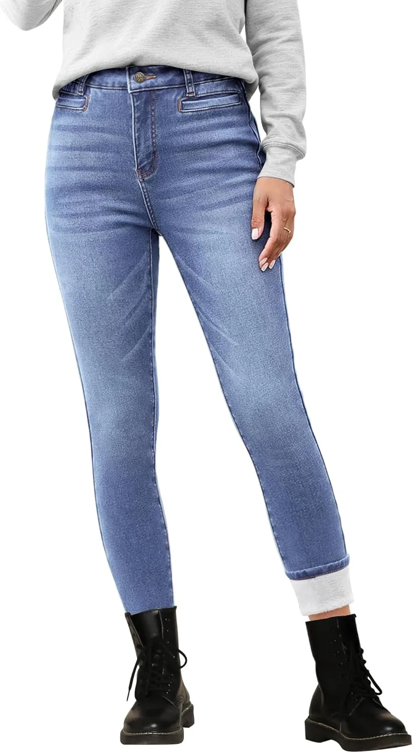 

GRAPENT утепленные джинсы для женщин с высокой талией и карманами