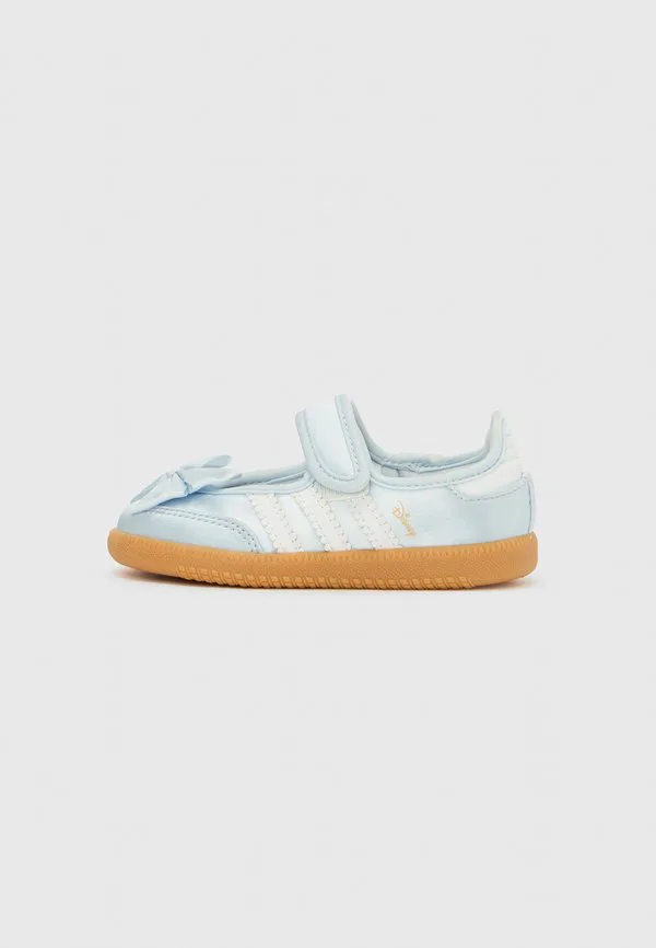 Атласные детские туфли унисекс "алиса в стране чудес" в стиле самба Adidas Originals, White/Crystal Sky/Gum