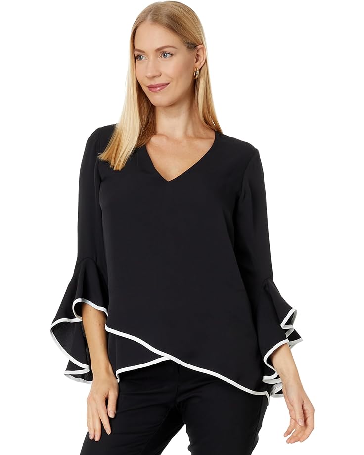 

Блуза Vince Camuto V-Neck Overlap, цвет Rich Black