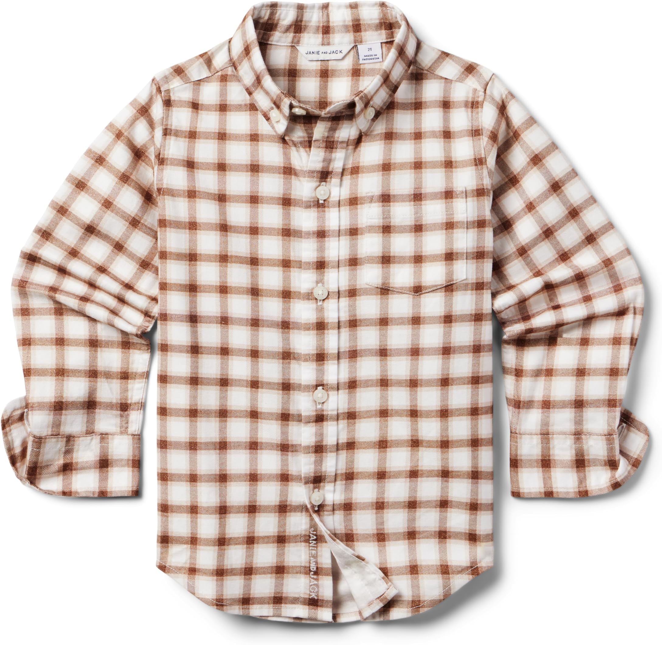 

Рубашка Janie and Jack Brushed Tattersol Shirt (Toddler/Little Kid/Big Kid), цвет Multicolor