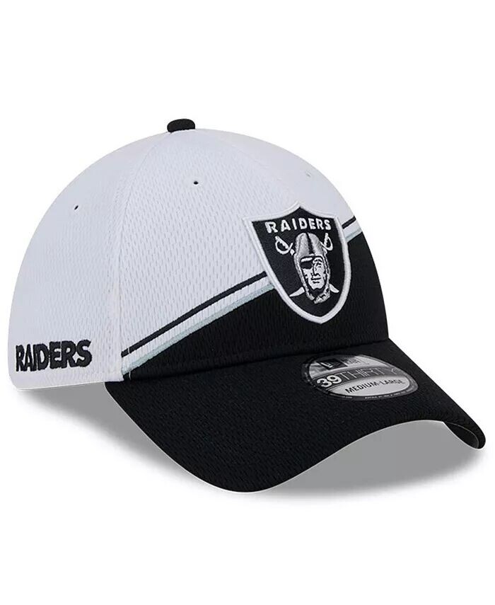 

Мужская бело-черная кепка Las Vegas Raiders 2023 Sideline 39THIRTY Flex New Era