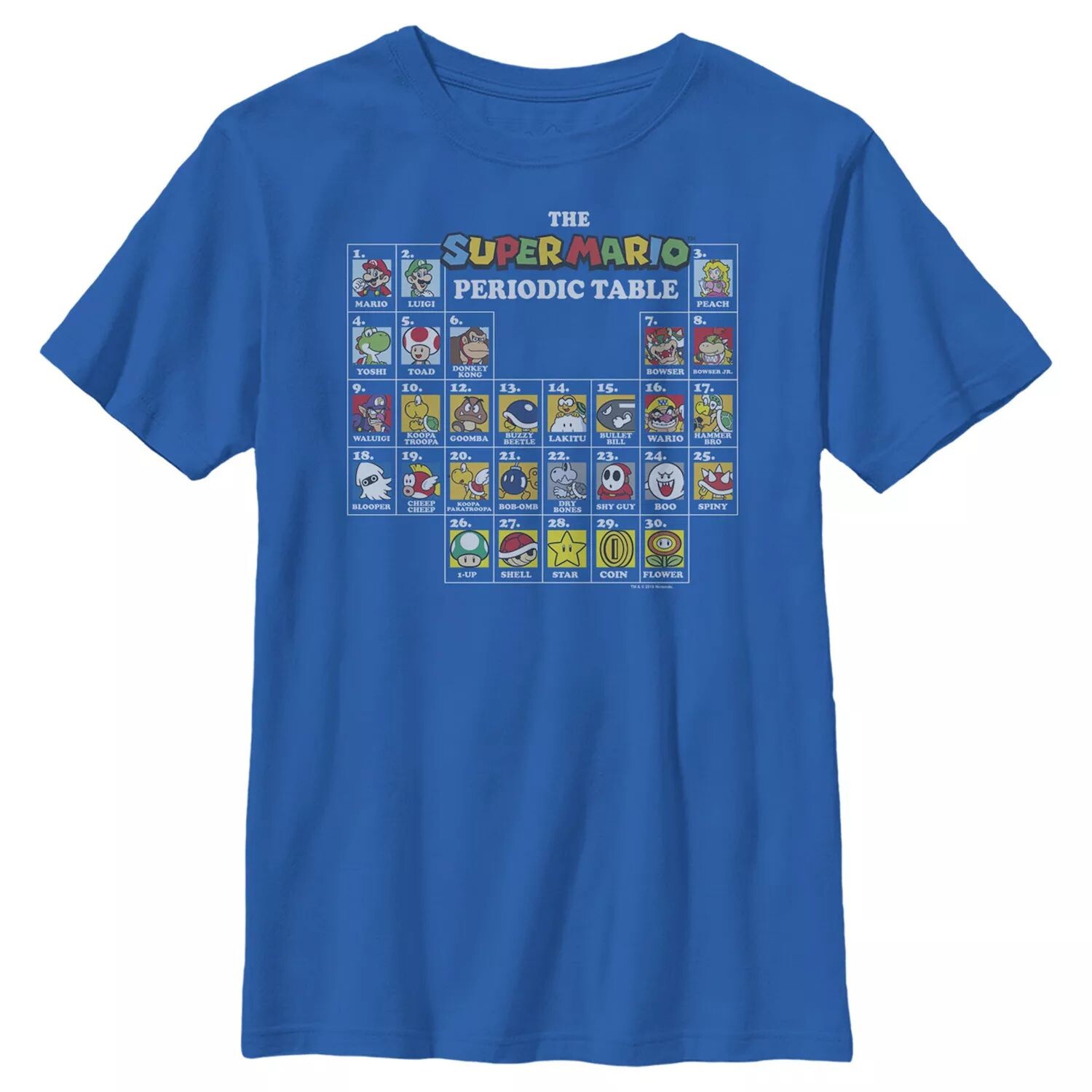 

Футболка с графическим изображением Nintendo Super Mario и периодической таблицей символов для мальчиков 8–20 лет Licensed Character