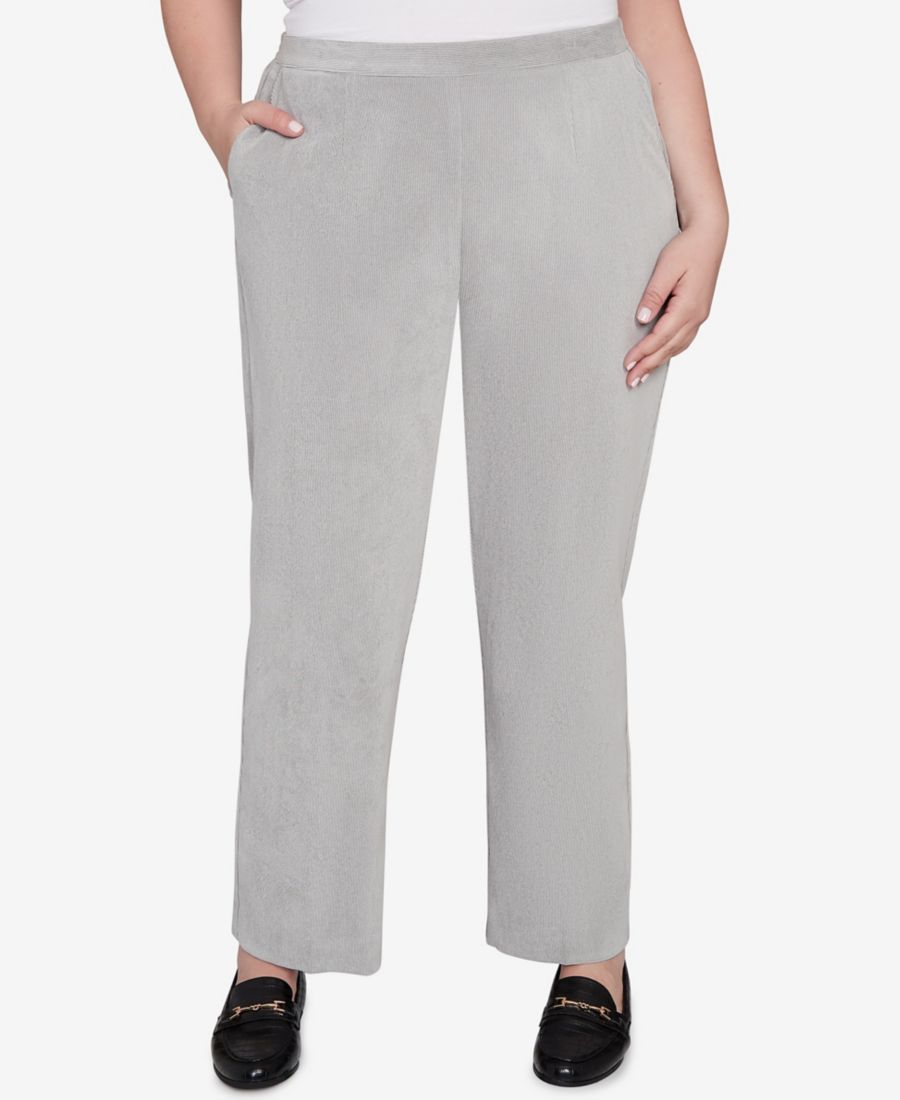 

Укороченные брюки Stockbridge из вельвета с плоским передним краем, больших размеров Alfred Dunner, Pewter