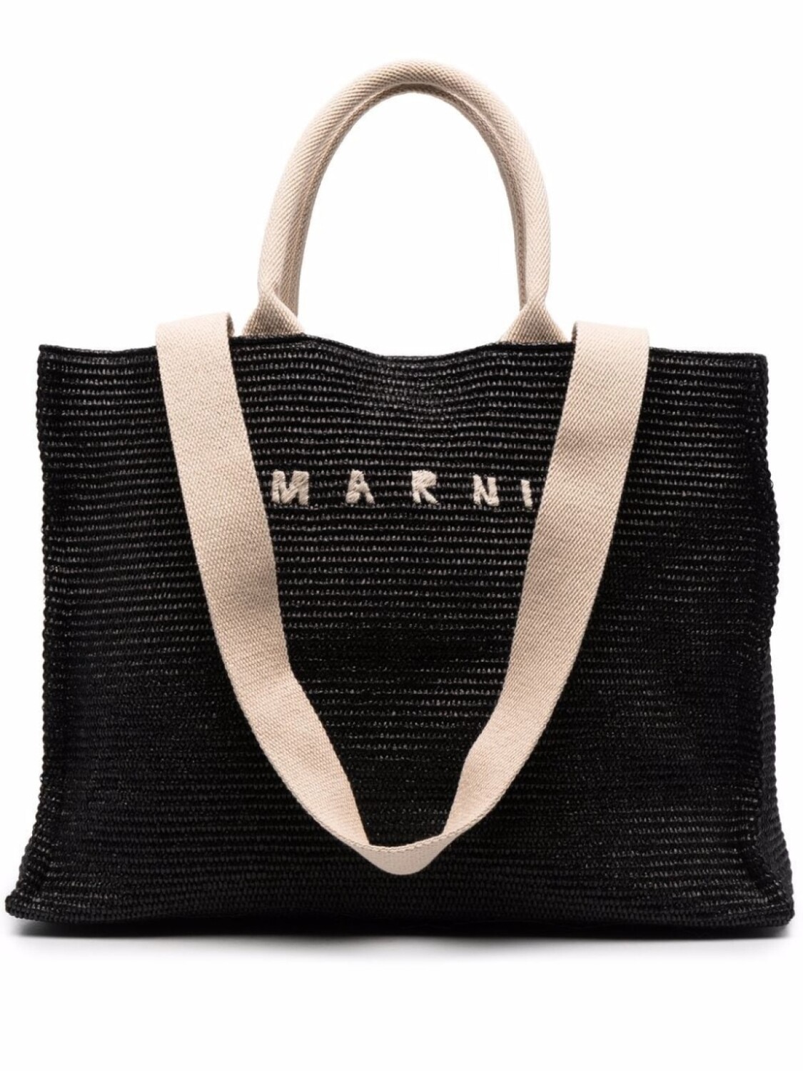 

Marni плетеная сумка-тоут с логотипом, черный