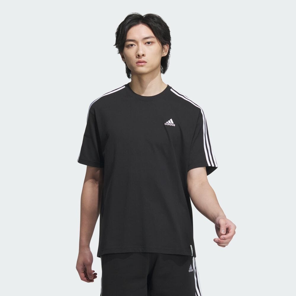 

Футболка Adidas [Worn by Yudai Sano of INI] Essentials Plus Loose Fit Three Stripes Short Sleeve T-Shirt, черный