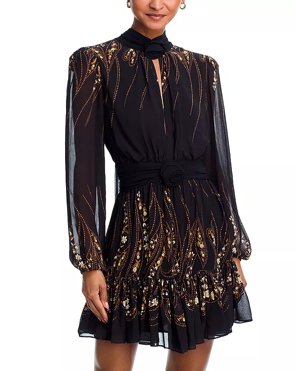 

Платье с длинными рукавами в садовом силуэте Farm Rio, черный