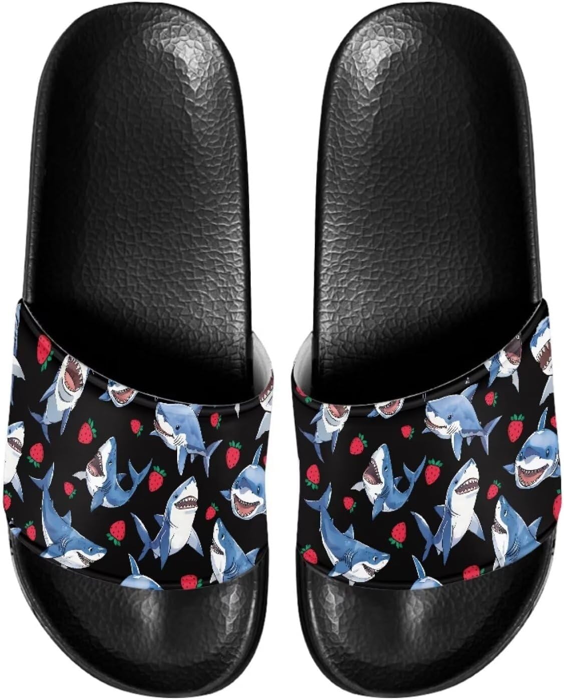 

Мужские шлепанцы для душа Kathyboom, пляжные летние сандалии, открытый носок, нескользящие, на плоской подошве, домашние тапочки, Shark