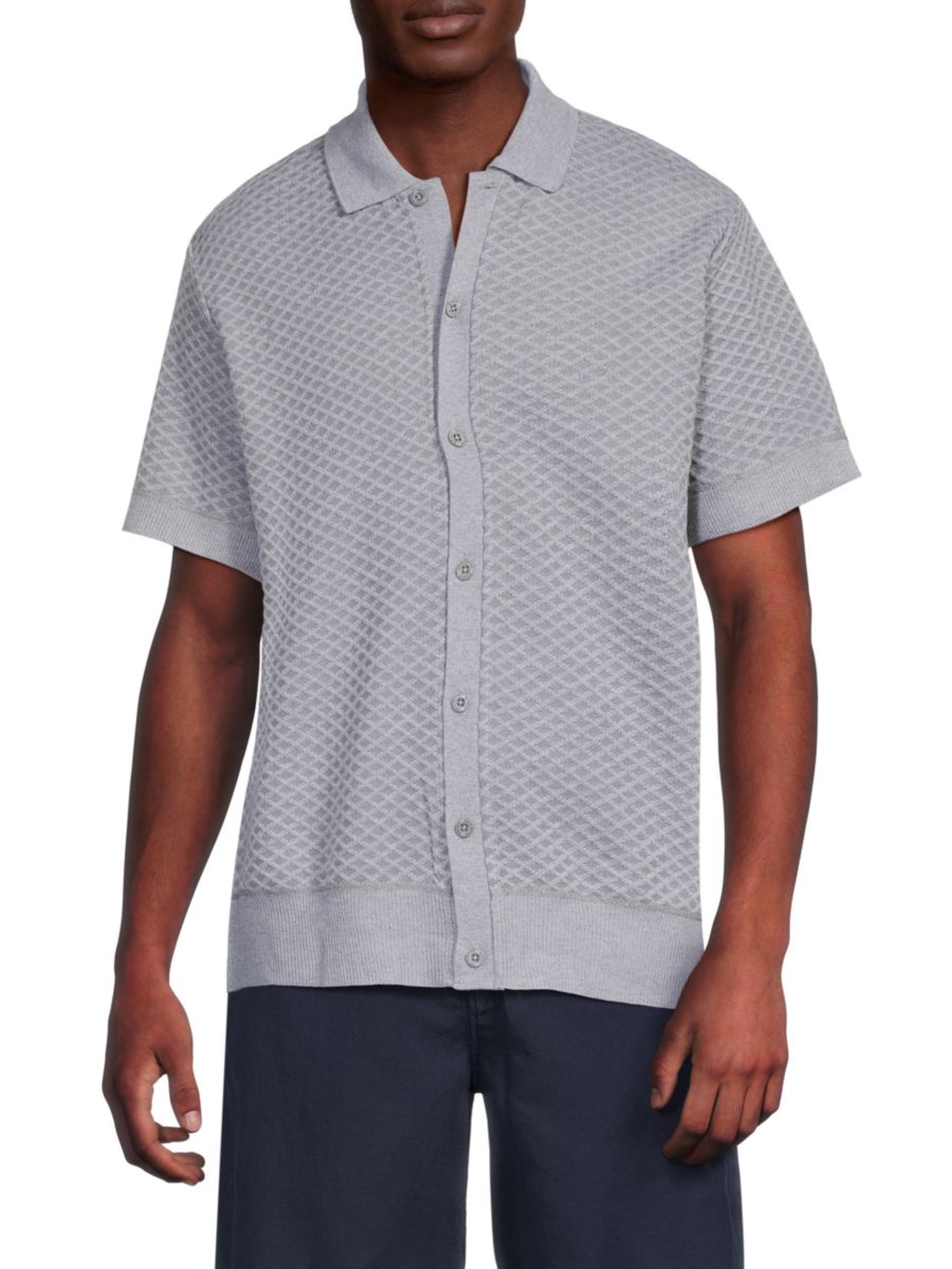 

Кардиган поло Willisons с геометрическим узором BUFFALO David Bitton, цвет Heather Grey