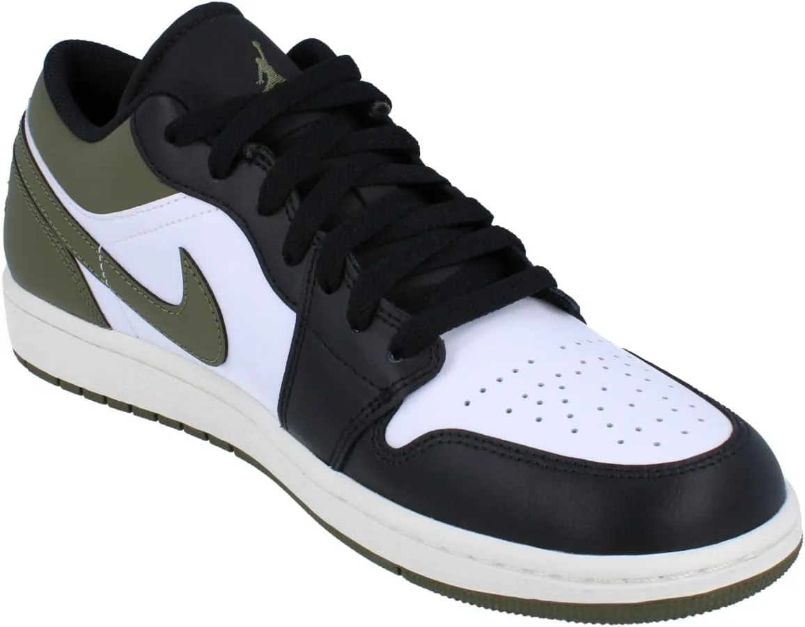 Мужские баскетбольные кроссовки Nike Air Jordan 1 Low, белый/черный/оливковый — фото 4