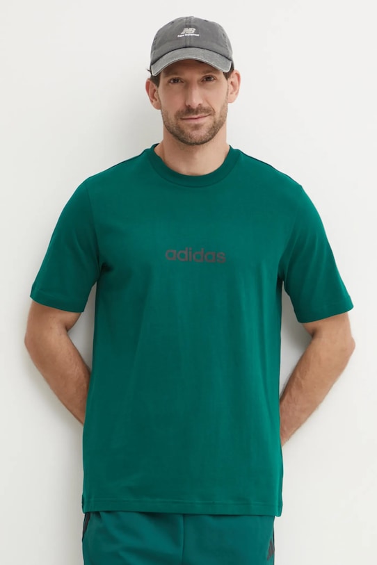 

Футболка Essentials Linear из хлопка Adidas, зеленый