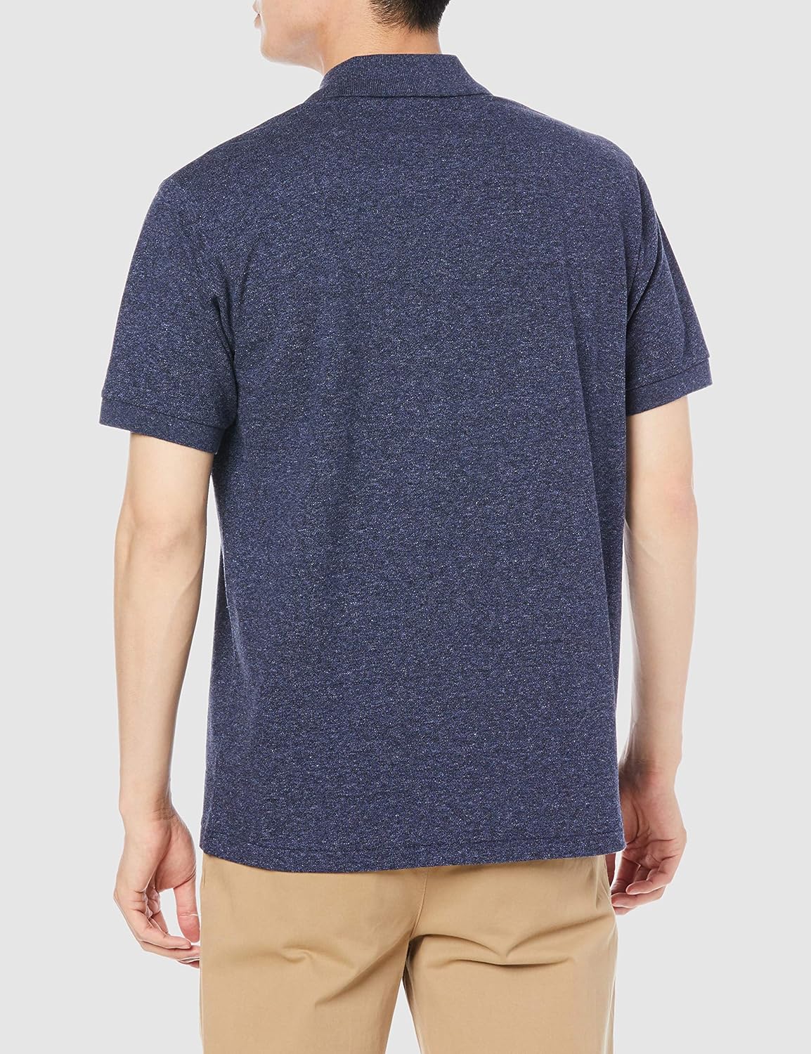 Мужская рубашка-поло Lacoste, L1264, классическая рубашка-поло с коротким рукавом (меланжевая пряжа) , синий — фото 2