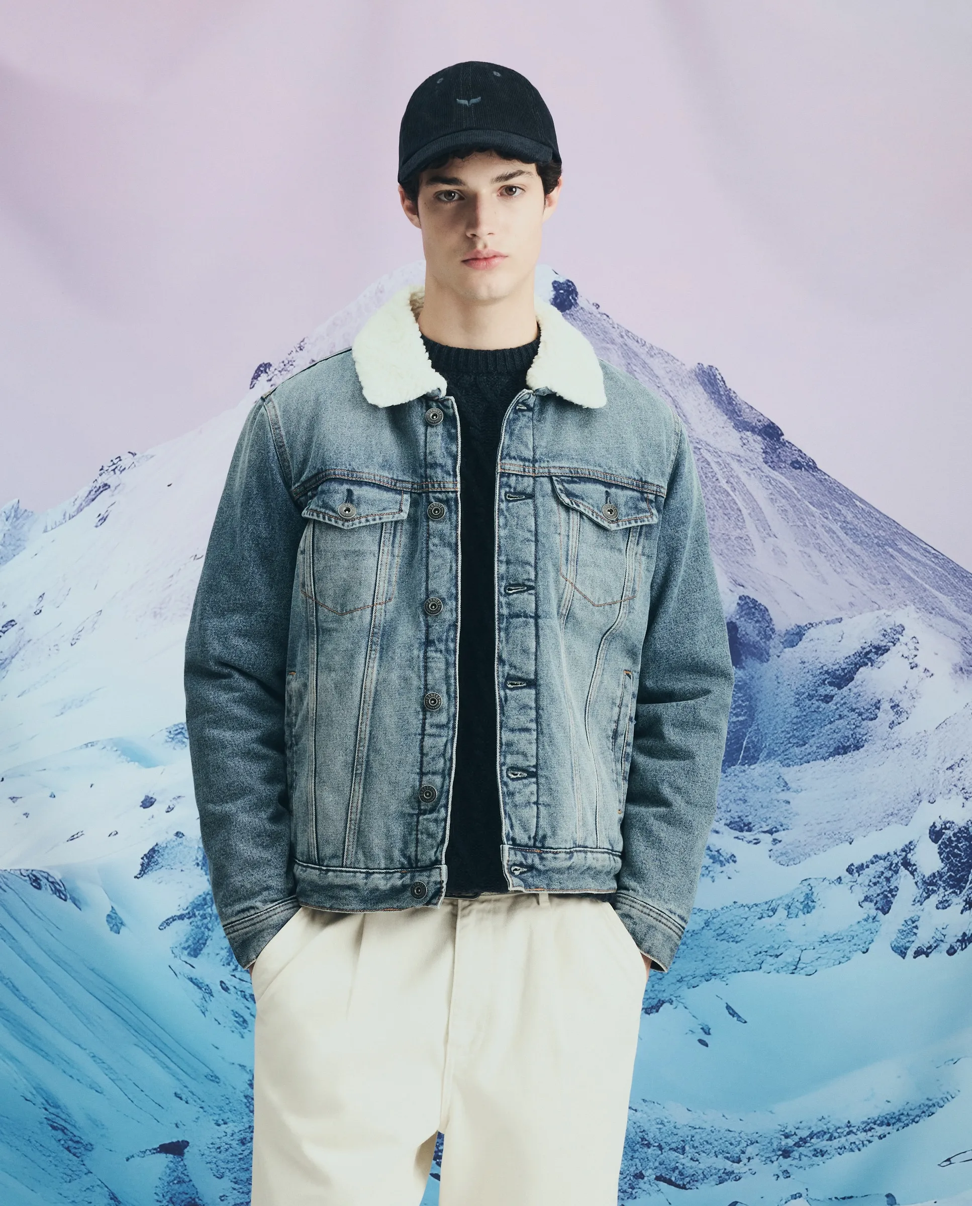 

Мужская джинсовая куртка с овчиной Green Coast, индиго