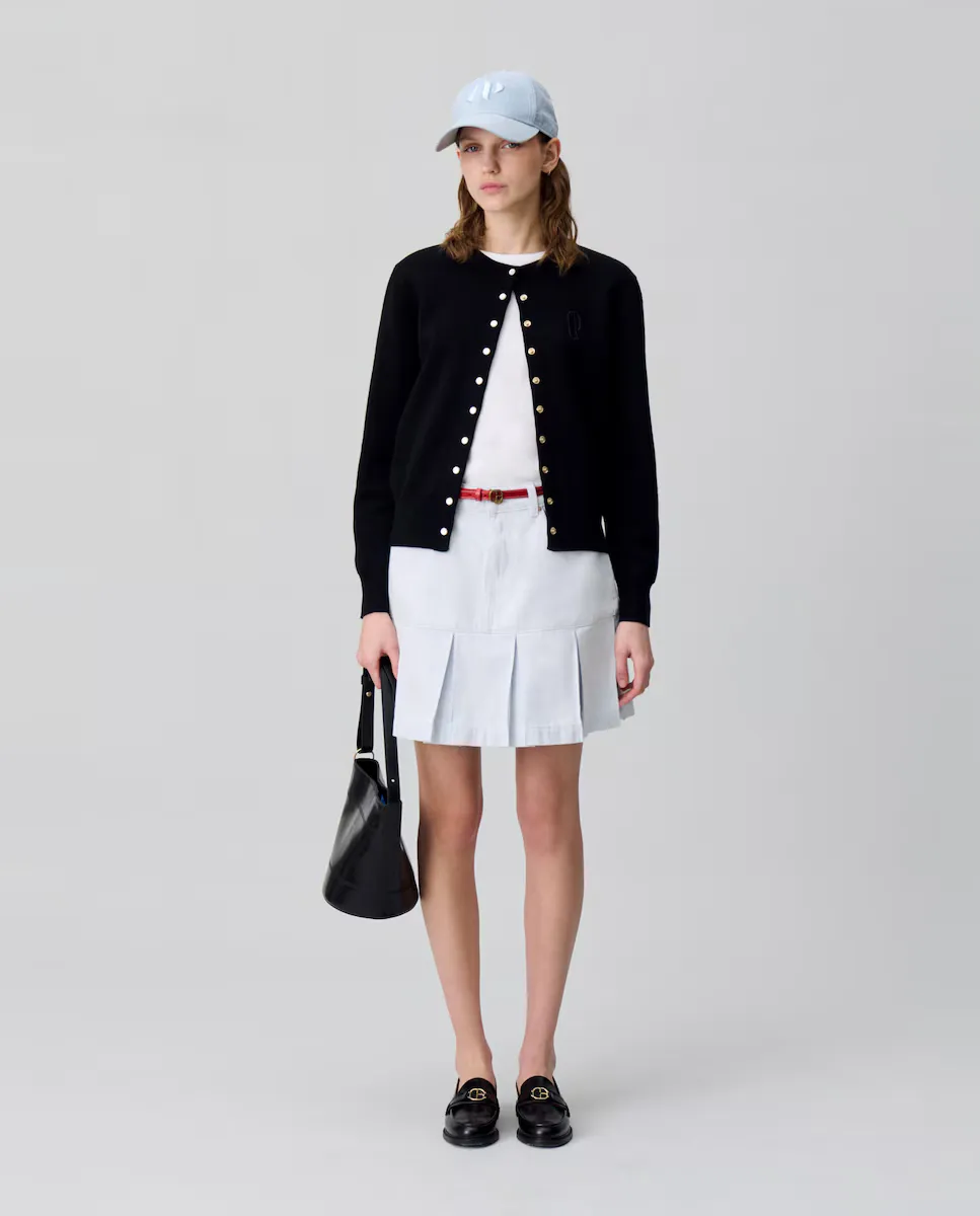 

Короткая джинсовая юбка со складками Claudie Pierlot, светло-голубой