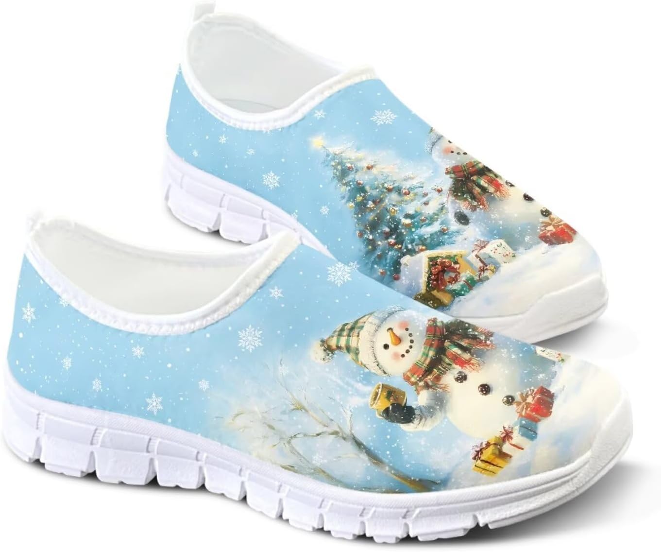 

Легкие женские кроссовки без застежек для ходьбы, унисекс, модные повседневные кеды Fonplted, Cute Snowman