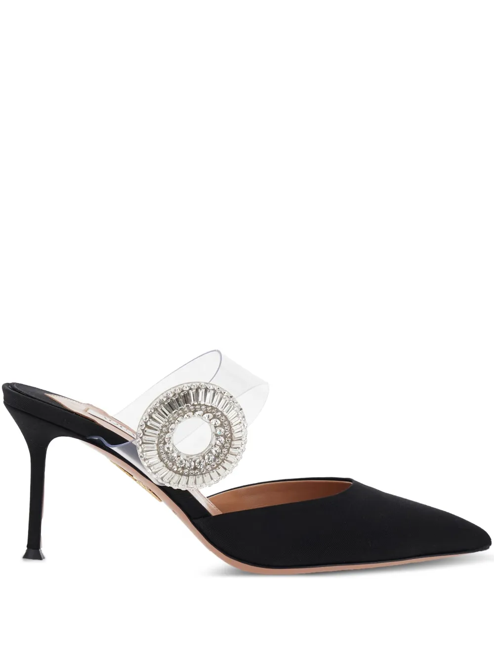 Мюли Crystal Hoop 75 Aquazzura, черный