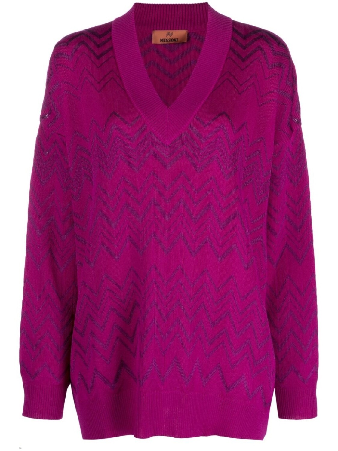 

Missoni свитер с V-образным вырезом и узором зигзаг, розовый