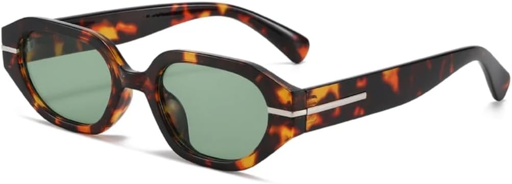 

Солнцезащитные очки в толстой оправе для женщин, красочные, в стиле ретро, ​​многоугольные, для активного отдыха и спорта, для мужчин, для вождения, с широкими дужками, защита от УФ-излучения UV400 VFDHN, Leopard Green