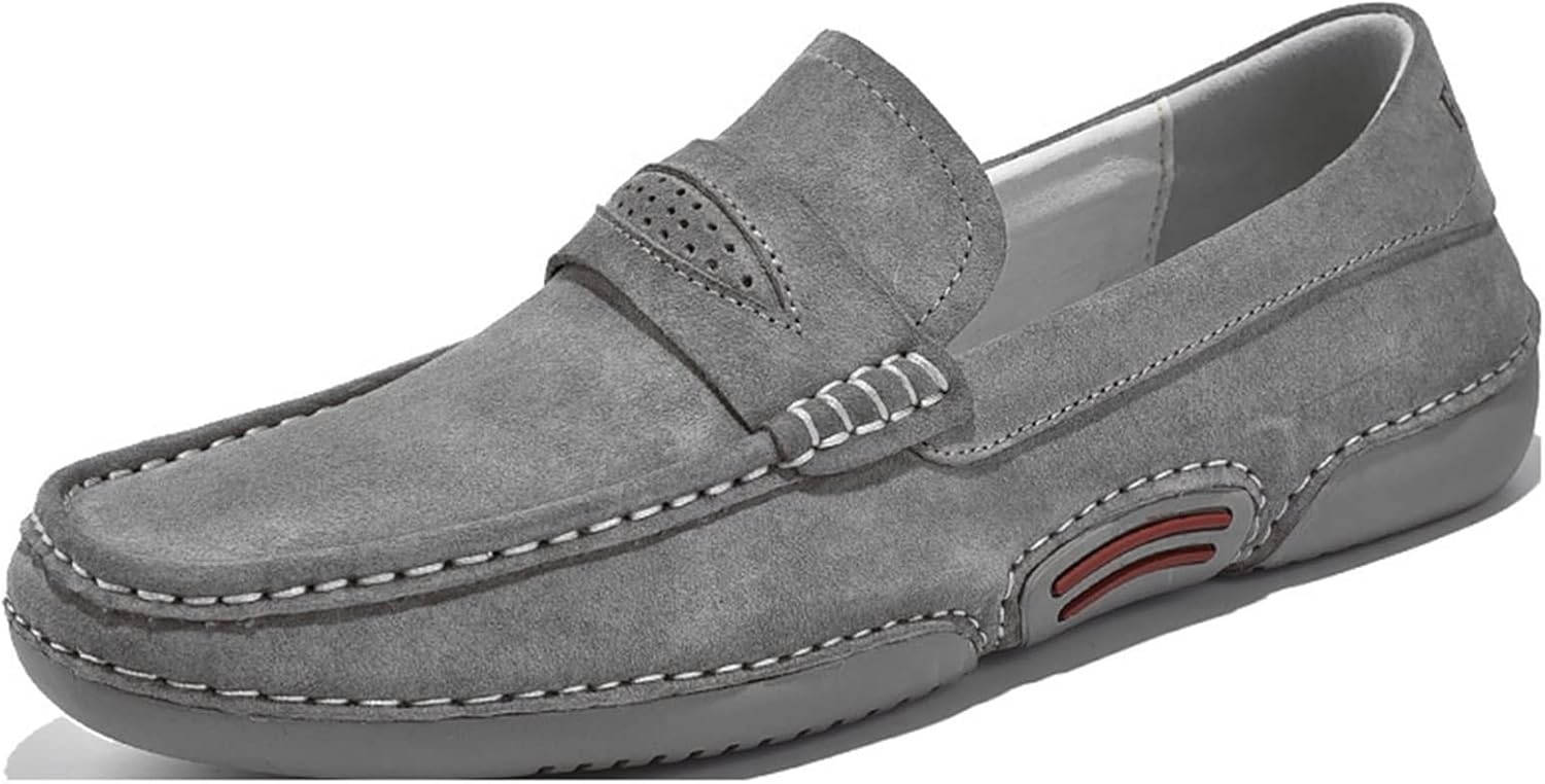 

Мужские лоферы WOUND, натуральная кожа, круглый носок, детали с прострочкой, дышащие, плоская подошва, удобные, противоскользящие, на шнурках-слипонах (Цвет: серый, Размер: 10)