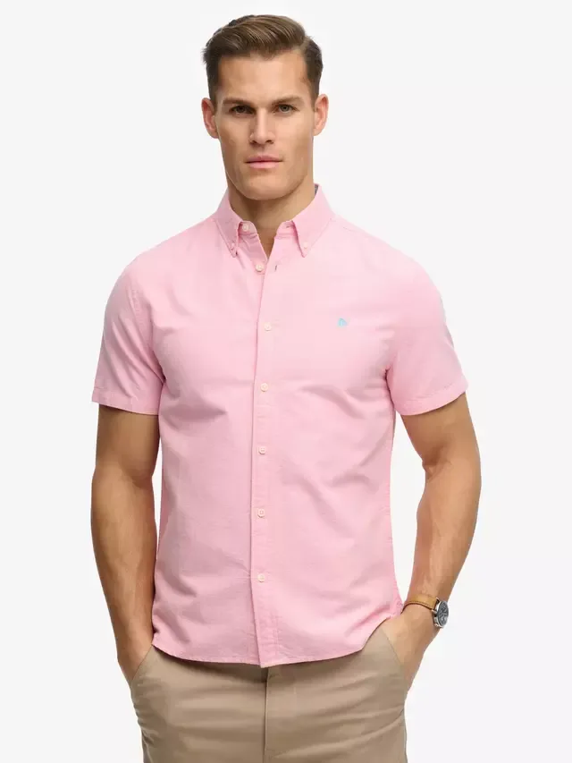 Рубашка с коротким рукавом в стиле преппи Оксфорд Superdry, Cali Coral