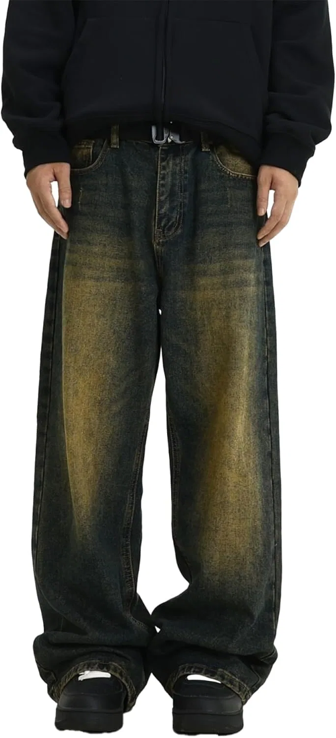Джинсы широкие Y2k Men's Vintage, Retro Blue